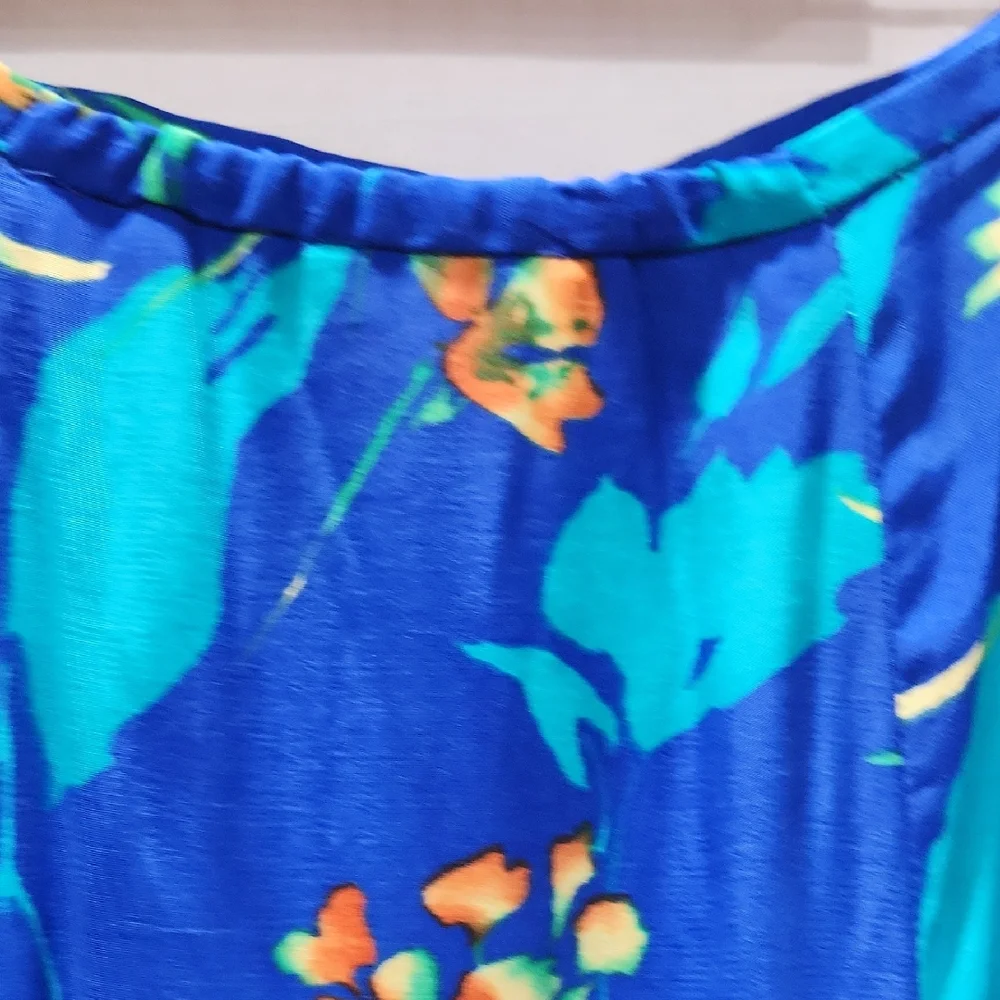 Coldwater Creek Vibrant Blue Floral Maxi Skirt